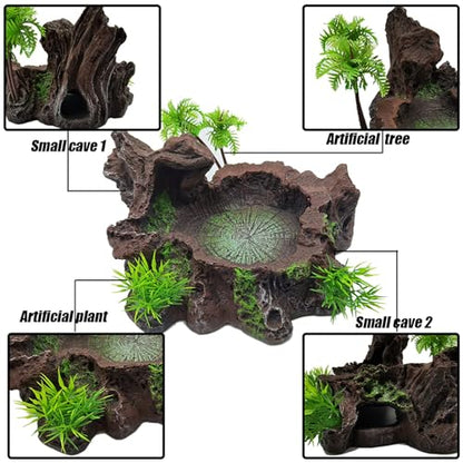 Tfwadmx Reptile Feeding Bowl,Resin Beared Dragon Food Water Dish Reptile Tank Decor for Lizard Gecko Chameleon Frog Turtle Spider