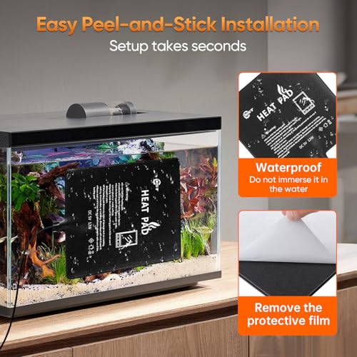 Besto 2 Pack Reptile Heat Pad, USB Powered Under Tank Terrarium Heating Mat (4"x7" 4W + 6"x8" 8W) Waterproof Reptile Heater for Turtle, Lizard, Hermit Crab, Frog, Snake, Small Mammals