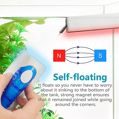 Magnetic Aquarium Fish Tank Glass Algae Scrapers Glass Cleaner Scrubber Clean [Blades Attachment, Floating, Scratch-Free, Non-Slip, Magnetizing] S - color: Dark Blue