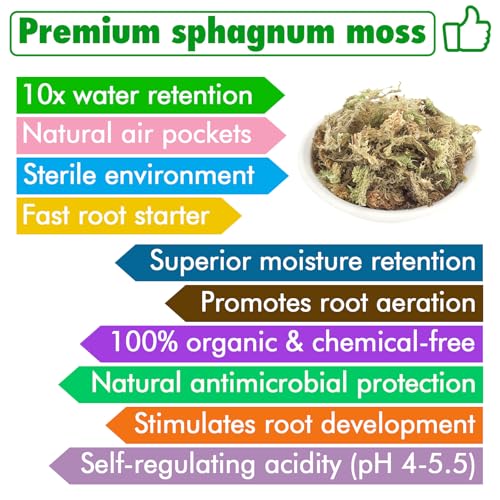 4 qt Sphagnum Moss for Indoor Plants, Natural Dried Long Fiber Moss for Orchid Repotting, Carnivorous Plants, Succulents, Monstera, Flower & Reptile Terrariums Habitats (3 oz) - size: 3oz