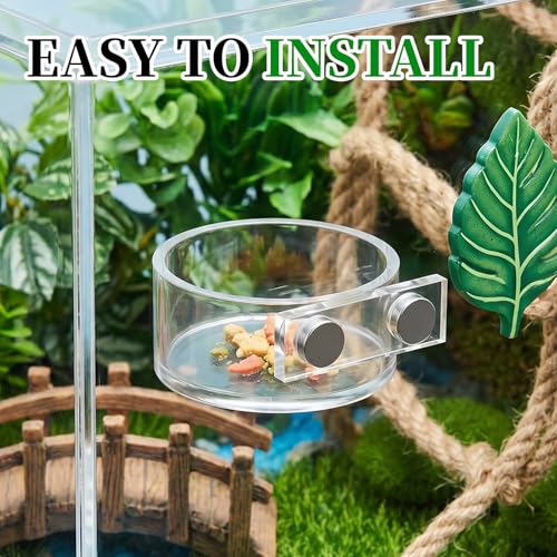 Jumping Spider Feeding Dish Set, Jumping Spider Food Dish with Tweezers and Dropper,Magnetic Food-Dish Jumping-Spider Enclosure Accessories Reptile Feeding Tongs 4x2cm