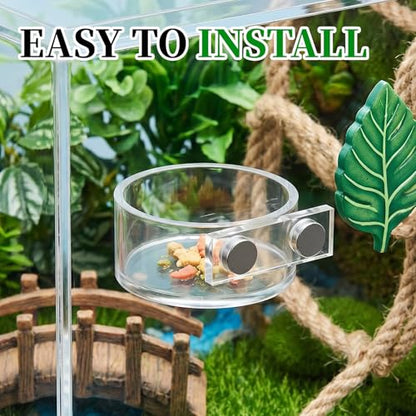 Jumping Spider Feeding Dish Set, Jumping Spider Food Dish with Tweezers and Dropper,Magnetic Food-Dish Jumping-Spider Enclosure Accessories Reptile Feeding Tongs 4x2cm