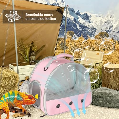 Ventilation Carrier for Bearded Dragon,Guinea Pig Carrier,Guinea Pig Carrier for 2,Reptile Travel Carrier for Lizards Sugar Glider Hedgehog Rat Parrot Birds,Airline Approved Pink - color: Pink