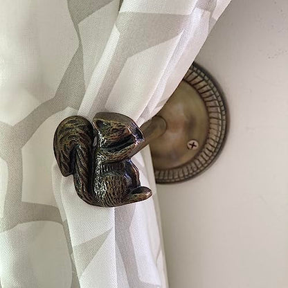 Animal Hook, Curtain Hold Back, Tie Back, Jewellery Hook, Antique Brass, Iron (Squirrel) - style: Squirrel