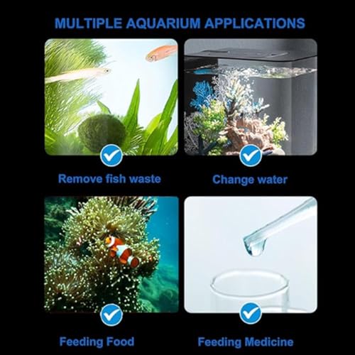 Fish Tank Siphon Extra-Long Aquarium Cleaning Tool | Feeder Tube for Fish Tank for Marine Reef Plant Tank Home Hobbyist Professional Public Research - color: small