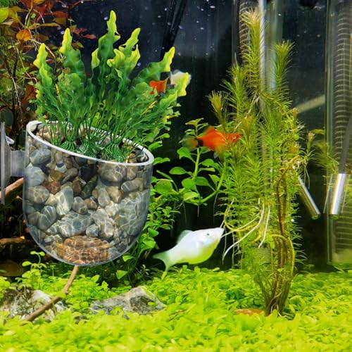 2Pcs Fish Tank Plant Holder Aquarium Plant Pot Suction Cup Planters | Water Plant Holder for Aquarium Suction Pot Clear Acrylic Aquatic Planter Aquarium Plants Cup for Fish Tank Decorations