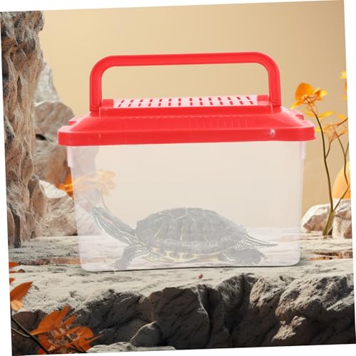 Portable Transparent Turtle Feeding Box Lightweight Leakproof Aquatic Habitat for Reptiles and Crabs Travel Container for Outdoor Adventures and Pet Observation