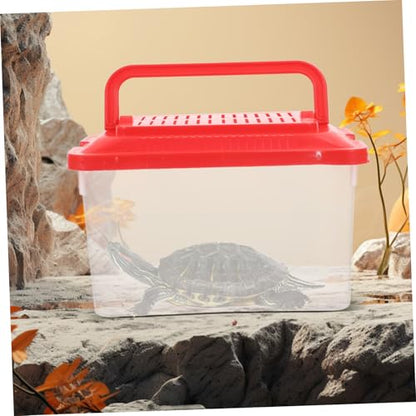 Portable Transparent Turtle Feeding Box Lightweight Leakproof Aquatic Habitat for Reptiles and Crabs Travel Container for Outdoor Adventures and Pet Observation
