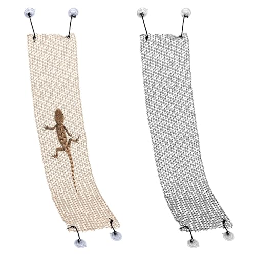 2 Pack Bearded Dragon Hammock, Collapsible Reptile Hammock Lounger | Suitable for Resting Climbing, Reptile Hammock for Middle Small Lizard, Chameleon and Gecko (Rectangle Black & Yellow)