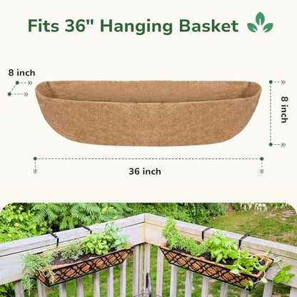 GreatBuddy 2 Pcs Coco Liners for Planters 36 Inch, Sturdy Window Box Liners, Perfect Planter Liners Replacement for The Old, 100% Natural, Easy to Straighten Out - size: 36 inch