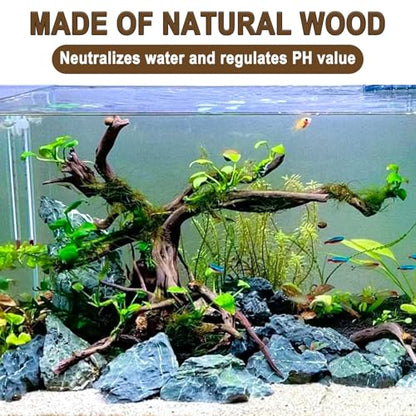 kathson 4Pcs Aquarium Driftwood, 4"-7" Small Natural Wood Driftwood Tree Fish Tank Decoration Assorted Branches Ornament for Fish, Shrimp, Aquatic Animals Play
