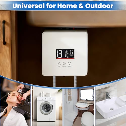 Tankless Water Heater Electric, 240V 6000W Under Sink Instant Hot Water Heater with Digital Display & Touch Screen, On-Demand Point-of-Use for Kitchen Bathroom Laundry RV - Energy Saving - color: White