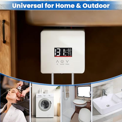 Tankless Water Heater Electric, 240V 6000W Under Sink Instant Hot Water Heater with Digital Display & Touch Screen, On-Demand Point-of-Use for Kitchen Bathroom Laundry RV - Energy Saving - color: White