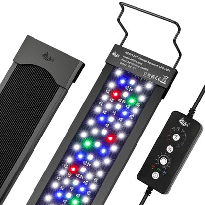 AQQA LED Aquarium Light, 24/7 Mode High Lumen Full Spectrum Fish Tank Light | DIY Mode, Adjustable Timer/Brightness, Extendable Bracket, Memory Function, IP68 Waterproof, Fits for 12–18 Inch Tanks - size: For 12'' - 18'' Tank