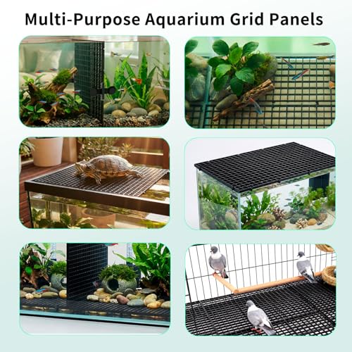 12 PCS 11.8"×11.8" Fish Tank Divider – Egg Crate Plastic Grid Panels for Aquarium Separation, Rock Support, DIY Filtration Platforms & Bottom Protection (Black)