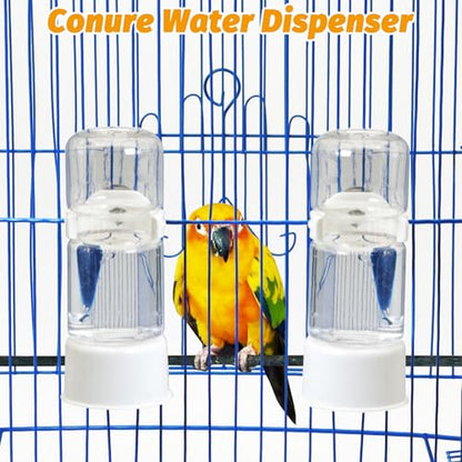 BNOSDM No Mess Bird Feeder Water Dispenser Set Automatic Parrot Feeder Drinker Transparent Food Container 3 Pcs Parakeet Cage Accessories for Cockatiel, Budgies, Conure, Lovebird, Finch (Transparent) - color: Transparent + 2 Pcs Bird Water Dispenser Set