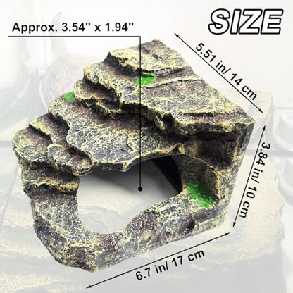 Hermit Crab Climbing Steps and Hideout Resin Simulation Rock Reptile Hides and Caves Turtle Basking Platform Aquarium Habitat Decor Accessories for Bearded Dragon Lizard Snake Tortoise Frog Gecko - style: Shale Scape Stone