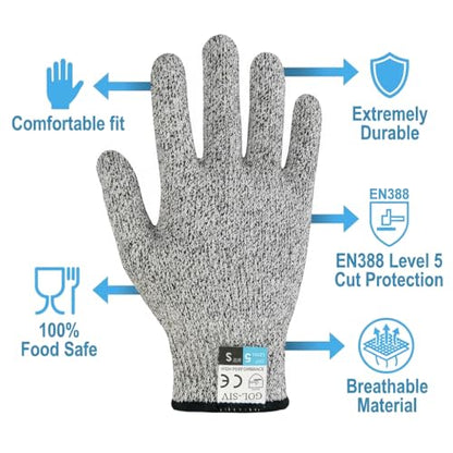 Level 5 Cut Resistant Gloves, Touch-Screen Compatible, Cut Resistant Gloves Food Grade For Oyster Shucking, Meat Cutting, Mandoline Slicer, Knife Handling, Wood Carving (Grey, S) - color: Grey, size: Small