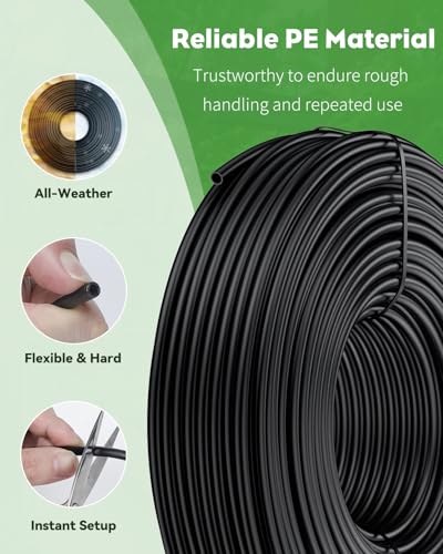 Pawfly 100 ft. 1/4 Drip Irrigation Tubing, Blank Distribution Tubing for Drip Irrigation System, 1/4" Black Polyethylene Drip Line, Drip Irrigation Part Drip Irrigation Hose Roll for Garden Watering - size: 100 FT 1/4" PE Drip Irrigation Tubing