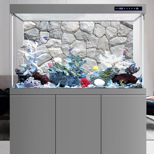 72x24 inches White Stone Aquarium Backdrop Rocky Fish Tank Background Vinyl - size: 72x24in/180x60cm