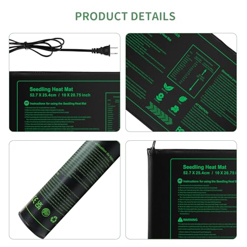 Seedling Heat mat | 3 Pack | Durable Waterproof | Heat Mats for Seed Starting,Seed Germination Heating Mat 10 x 20.75 Inch - size: 3 Pack Seedling Heat mat