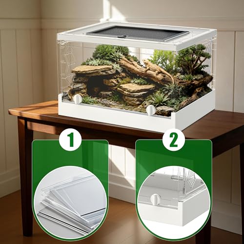Folding Reptile Travel Terrarium Tank 17" × 12" × 10" | 9 Gallon Portable Transport or Quarantine Enclosure Habitat for Geckos, Lizards, Snakes, Turtles, Spiders - size: 17" x 12" x 10"