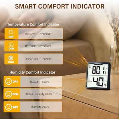 DOQAUS 3 Pack Digital Hygrometer Indoor Thermometer Humidity Meter Room Thermometer with 5s Fast Refresh Accurate Temperature Humidity Monitor for House, Baby Room, Greenhouse, Incubator
