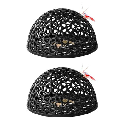 2-Pack Black Shrimp Hideouts, Aquarium Shrimp Hide, Hollow Half-Sphere Aquarium Caves, Fish Tank Porous Cave Shelter Hideout Ornament for Aquarium Small Fish Shrimp Habitat Rest
