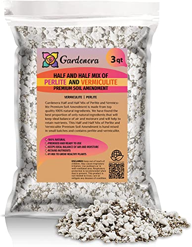 Experience Superior Plant Growth with Gardenera Half and Half Mix of Perlite and Vermiculite - Nature's Best for Optimal Nutrient Retention - 3 Quart - size: 3 Quart Bag, style: 50/50 Perlite & Vermiculite Potting Blend