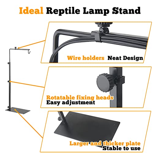 Reptile Lamp Stand Adjustable Lamp Fixture Hanger Metal lamp Holder for Reptile Terrarium Tank Amphibians Cage(Large)