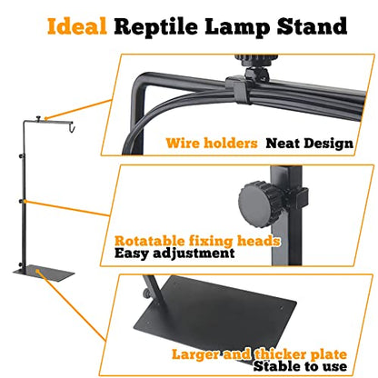 Reptile Lamp Stand Adjustable Lamp Fixture Hanger Metal lamp Holder for Reptile Terrarium Tank Amphibians Cage(Large)