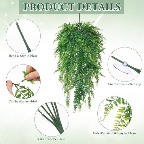 12 Pcs Reptile Plants Terrarium Hanging Plant Vines Artificial Leaves with Suction Cups Climbing Foliage for Bearded Dragon Lizard Gecko Snake Tank Accessories Decor(Petite Leaf Series) - style: Petite Leaf Series
