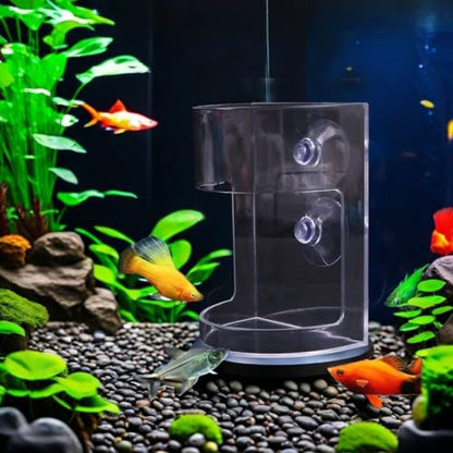 Floating Corner Feeder for Aquariums – 2-Pack 3.9″ × 2.8″ Clear Acrylic Feeding Station with Double Suction Cups, Keeps Flake & Pellet Food Contained for Fish, Koi & Turtles