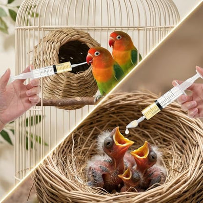 Baby Bird Feeding Syringe, Small Pet Parrot Feeder Hand Feeding Tubes Kit | Reusable Manual Bird Feeding Syringe With Spoon Tip And Soft Tube For Milk, Water, Liquid Food, Parrot, Small Pet