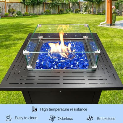 10 Pounds Fire Glass 1/2 Inch High Reflective Tempered Firepit Glass | Cobalt Blue Rocks for Fireplace, Fire Pit Table, Fire Bowl and Landscaping & DIY Crafts - color: Cobalt Blue, size: 1/2 inch, 10lb