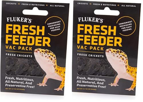 Fluker's Fresh Feeder Vac Pack Crickets, All Natural and Preservative Free, Great for Insect Eating Reptiles, Birds, or Small Animals, 0.7 oz (Pack of 2) - size: 0.7 Ounce (Pack of 2)
