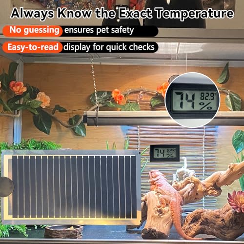 Hamiledyi Reptile Heat Pad Heating Pad Under Tank Hermit Crab Heater Hygrometer Thermometer Heat Mat for Lizard Snake Gecko Turtle Frog Spiders (14W)