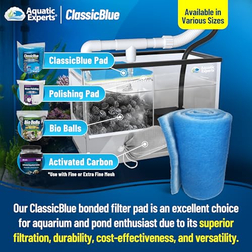 Aquatic Experts Classic Bonded Aquarium Filter Pad -12 Inches by 72 Inches by .75 Inch - Blue and White Aquarium Filter Media Roll Bulk Can Be Cut to Fit Most Filters, Made in USA - size: 12" x 72"