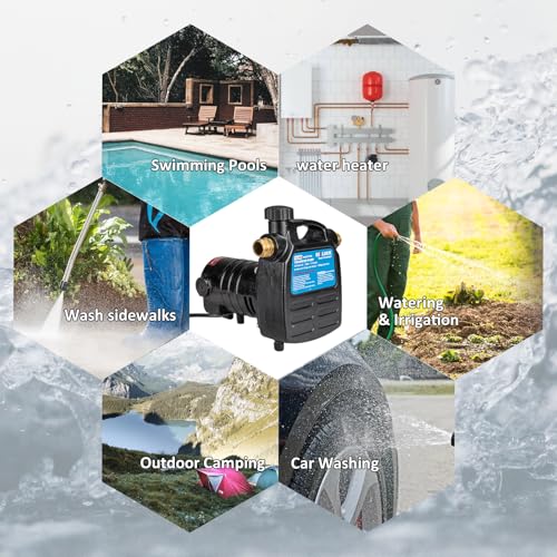 Water Transfer Pump, KITLUCK 120V 1/2 HP 1500GPH Cast Iron Portable Electric Utility Water Pump, Heavy Duty High Pressure Transfer Pump with ON/OFF Switch, Suction Strainer and Brass Connectors - style: 1/2HP