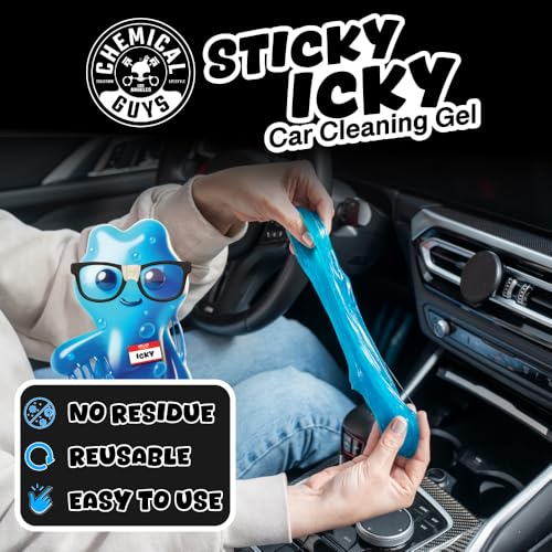 Chemical Guys, Sticky Icky Cleaning Gel, Green Apple & Strawberry, 2 Pack | For air vents, dashboards, and keyboards, reusable, for vents, cup holders, and keyboards, use for dashboard crevices - size: 3.5 Ounce (Pack of 2), style: Various