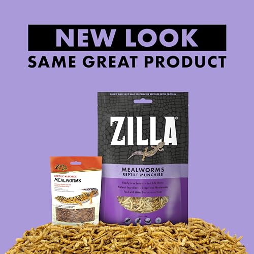 Zilla Reptile Munchies, Mealworms, All-Natural, Dehydrated Mealworms, Ideal for Bearded Dragons, Leopard Geckos, Chameleons and other lizards, Resealable Bag | All-Natural, Dehydrated, Ideal for Bearded Dragons, Leopard Geckos, Chameleons and Other Lizard