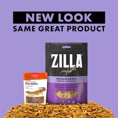 Zilla Reptile Munchies, Mealworms, All-Natural, Dehydrated Mealworms, Ideal for Bearded Dragons, Leopard Geckos, Chameleons and other lizards, Resealable Bag | All-Natural, Dehydrated, Ideal for Bearded Dragons, Leopard Geckos, Chameleons and Other Lizard