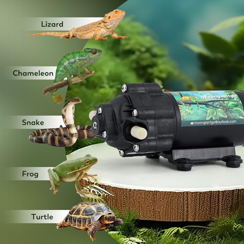 Moongiantgo Reptile Misting System with 360°Adjustable Nozzles&Timer Socket | Reptile Mister with 4PCS 360°Adjustable Single Nozzles&2PCS Double Nozzles, Terrarium Mister for Lizard Chameleon Snake Frog