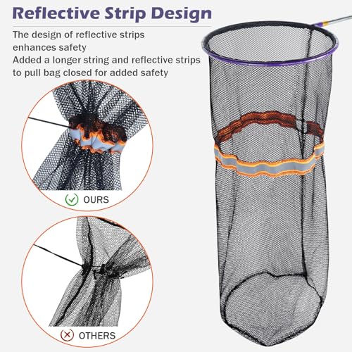 Snake Catcher Grabber Stick and Net, Telescopic Grabber Handling Tool | Reptile Snake Grabber Tool, 16 to 60" Telescopic Pole Stick, 12" Ring, Secure Drawstring, Transporting and Capturing Snakes