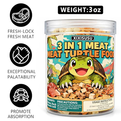 Freeze-Dried Chicken, Duck & Krill for Turtles, Cats & Dogs | 3 oz Canister | Protein-Rich Diet for Aquatic Turtles, Sensitive Stomach Pets & Skin Health (3 oz)