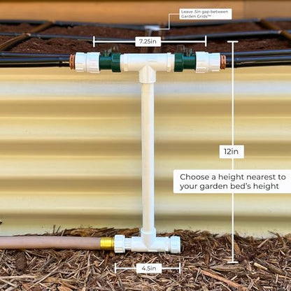 Garden Grid Manifold - 12" Tall, Double Style | Link All of Your Garden Grids So They Water Together | Ideal for Side-By-Side Garden Grid Connections - size: 12", style: Double