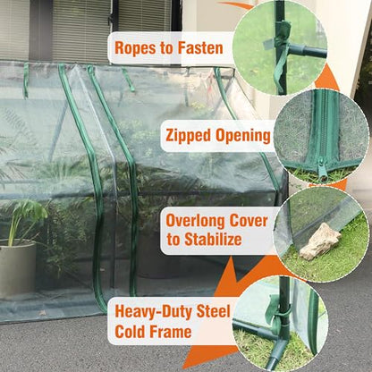 Gardzen Mini Greenhouse with Zipper Mesh Cover 71.7"(L) x36.2(W) x42.5(H) | Steel Frame Portable Outdoor Greenhouse, Enhanced Ventilation, Ideal for Spring, Summer & Fall - size: 71”(L) x36”(W) x42”(H)