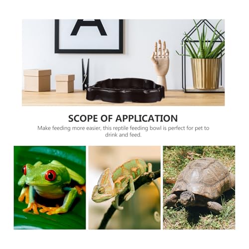 Outanaya 2pcs Reptile Feeding Bowl for Pet and Lizard, Nonporous Synthetic Resin Food and Water Dish, Black Cage Feeder to Avoid Worms Escaping, for Feeding Scenario