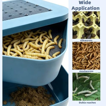 Mealworm Breeding Kit, Live Feeder Worm Farm for Reptiles, Bearded Dragons, Leopard Geckos, Birds & Chickens (L) - size: L