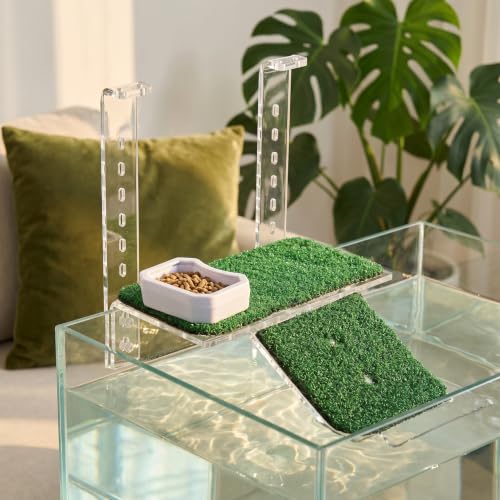 Turtle Climbing Dock with Hanging Hook, Resting Platform Basking Ramp for Small Animals, Above Tank Sunbathing Resting Area for Aquatic Tanks Small Reptiles